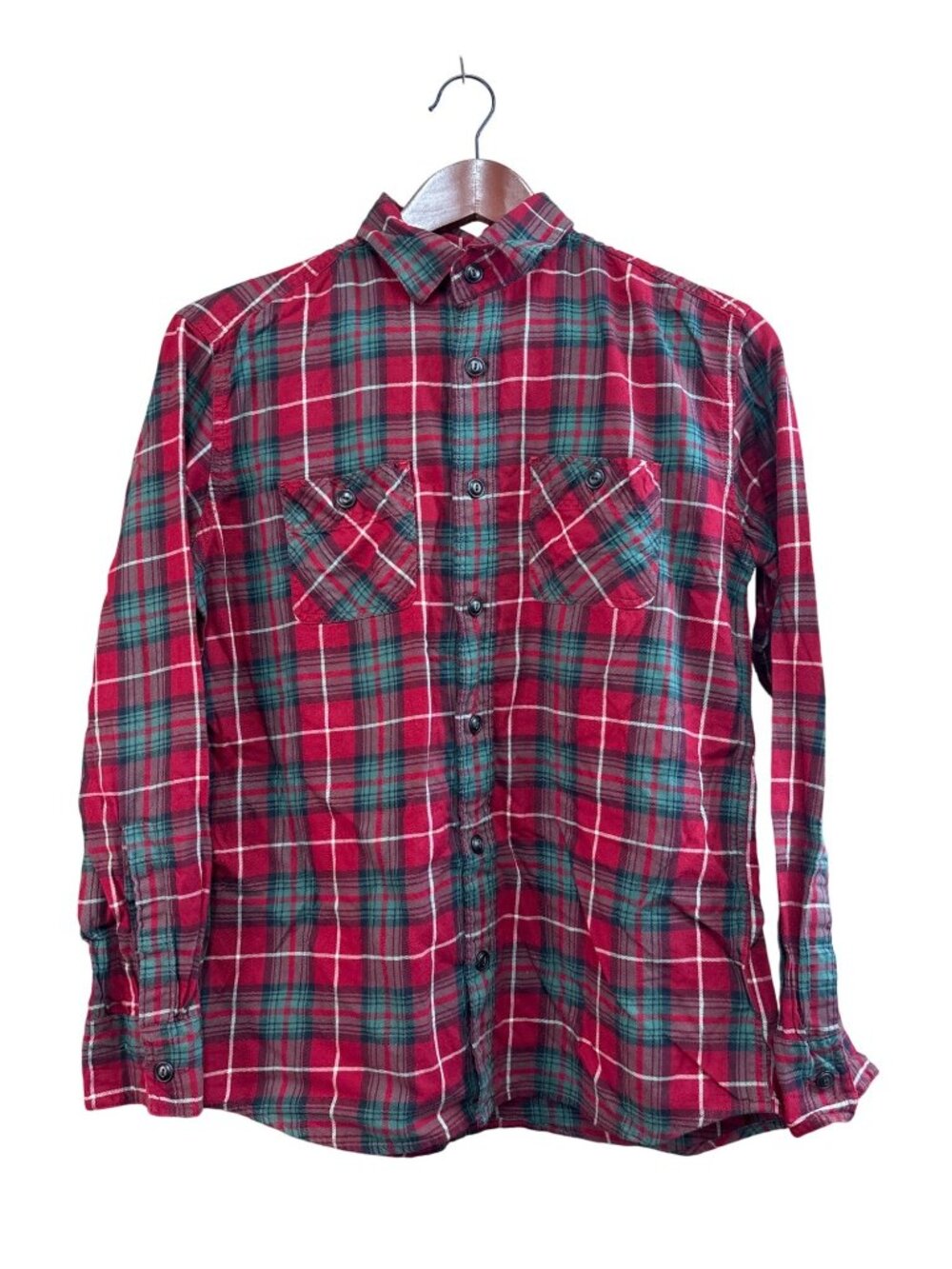 Crewcuts Boys Red & Green Plaid Flannel Button-Down Shirt Size 14